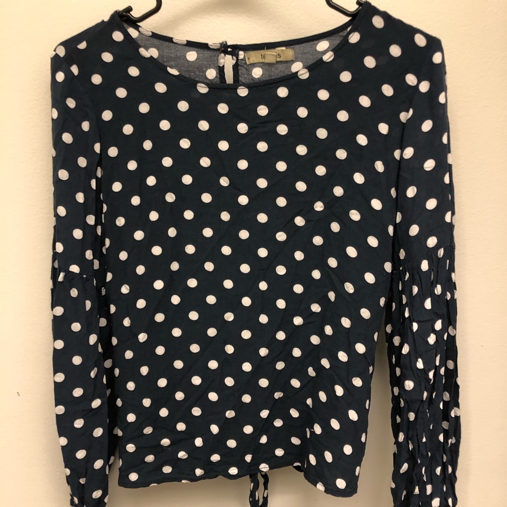 Navy polka dot shirt